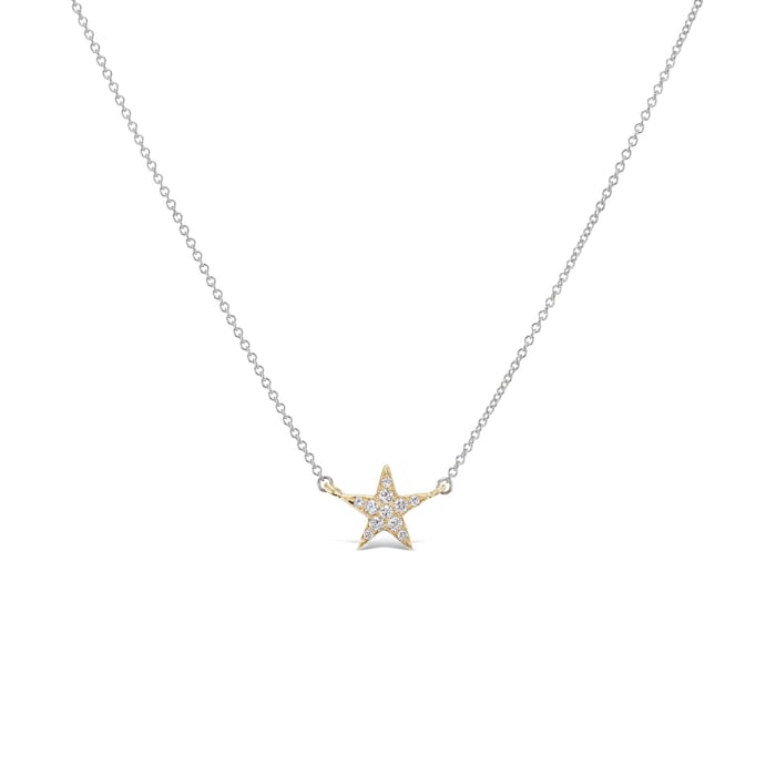 J Fine 14K Yellow & White Gold White Diamond Star Pendant