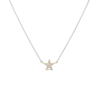 J Fine 14K Yellow & White Gold White Diamond Star Pendant