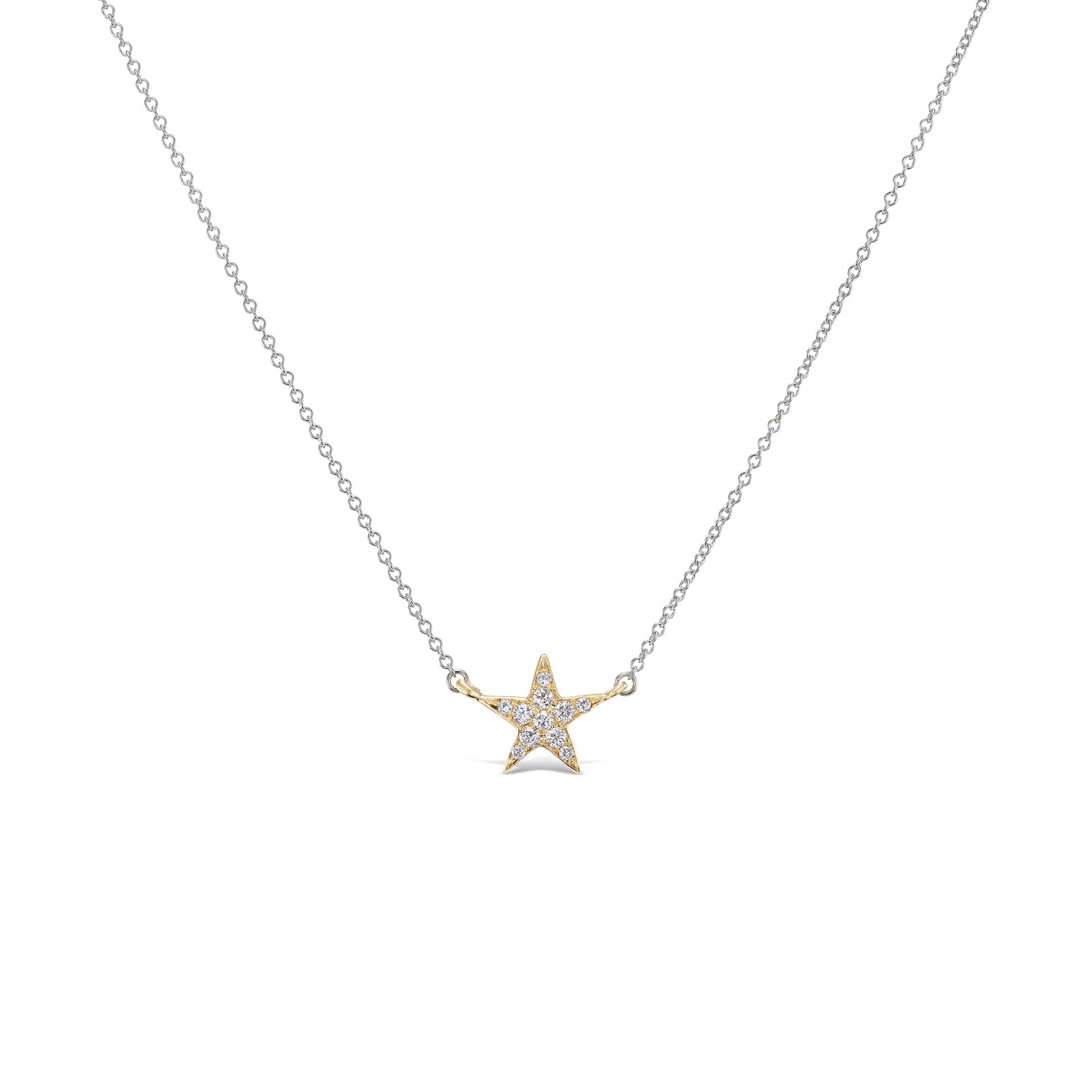 J Fine 14K Yellow & White Gold White Diamond Star Pendant