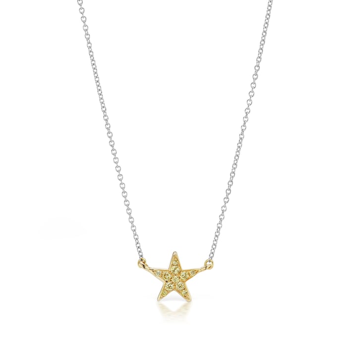 J Fine 14K Yellow & White Gold Yellow Diamond Star Pendant