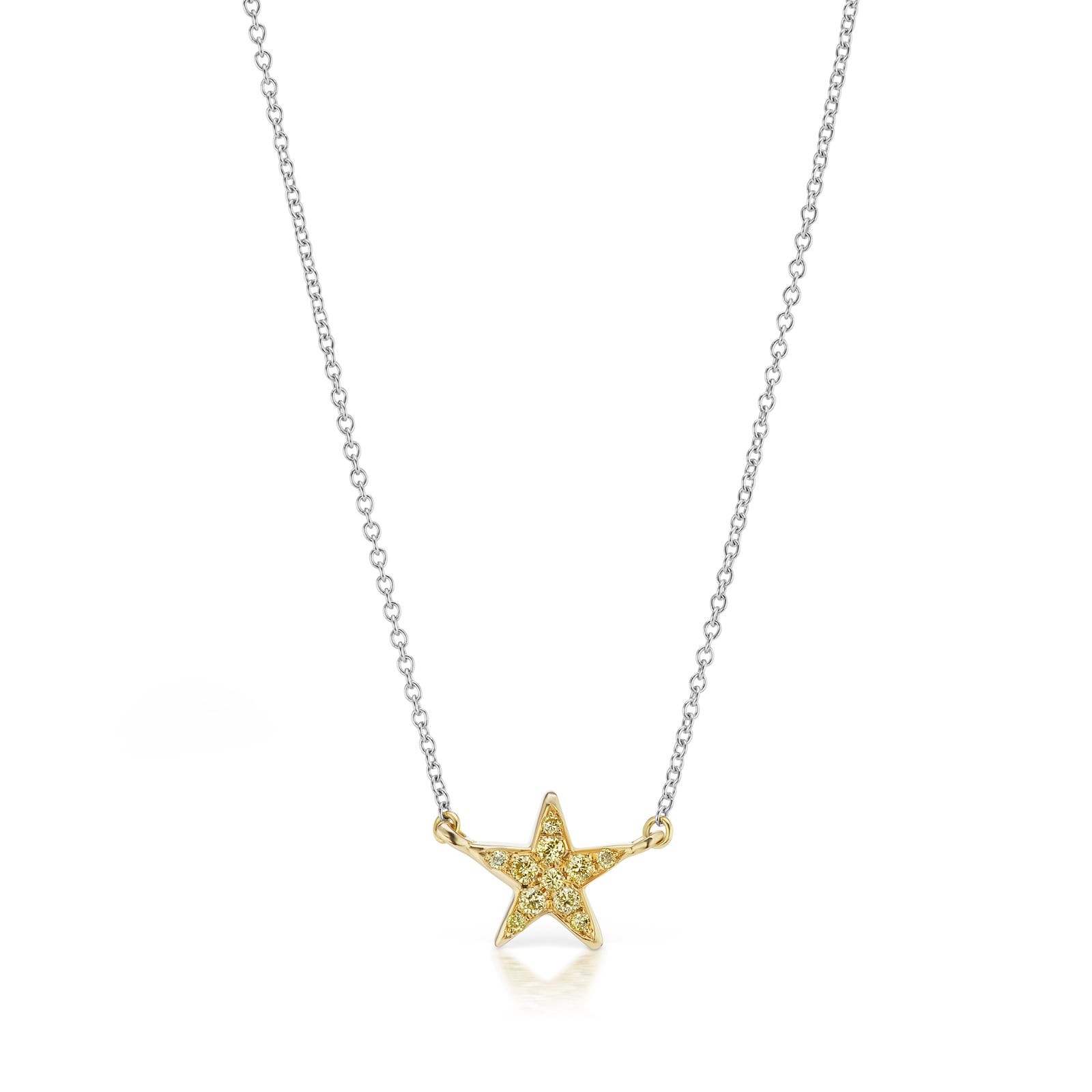 J Fine 14K Yellow & White Gold Yellow Diamond Star Pendant