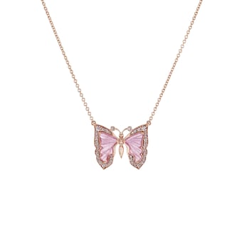 J Fine 18K Pink Gold Argyle Pink™ Diamond & Pink Tourmaline Butterfly Pendant Necklace