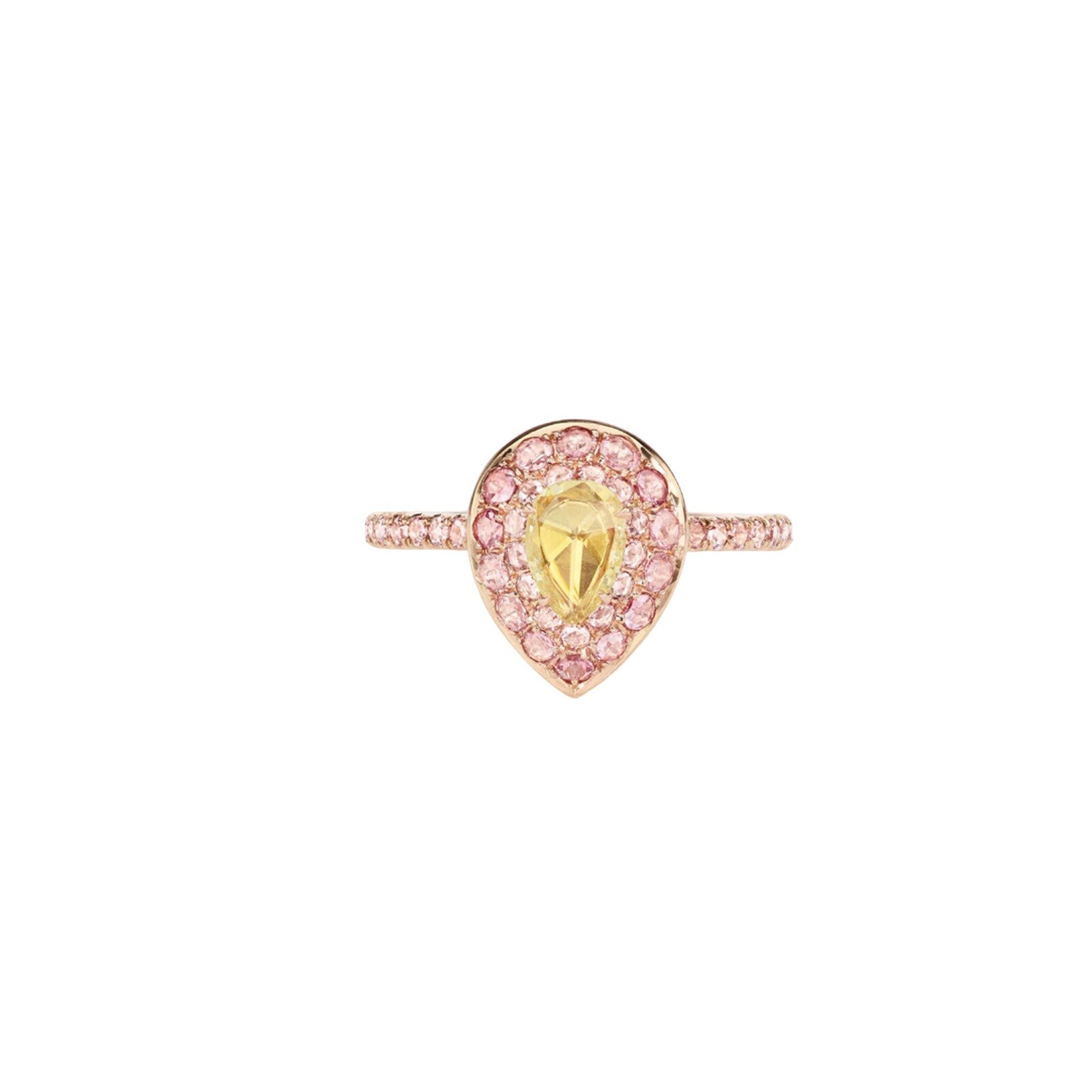 J Fine 18K Pink Gold Argyle Pink™ Diamond & Yellow Diamond Rose Cut Ring - Size 6.5
