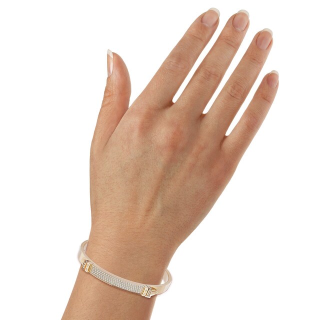 SWAROVSKI Distinct Rose Gold Plated Small Crystal Pave Bangle 5152481 Medium