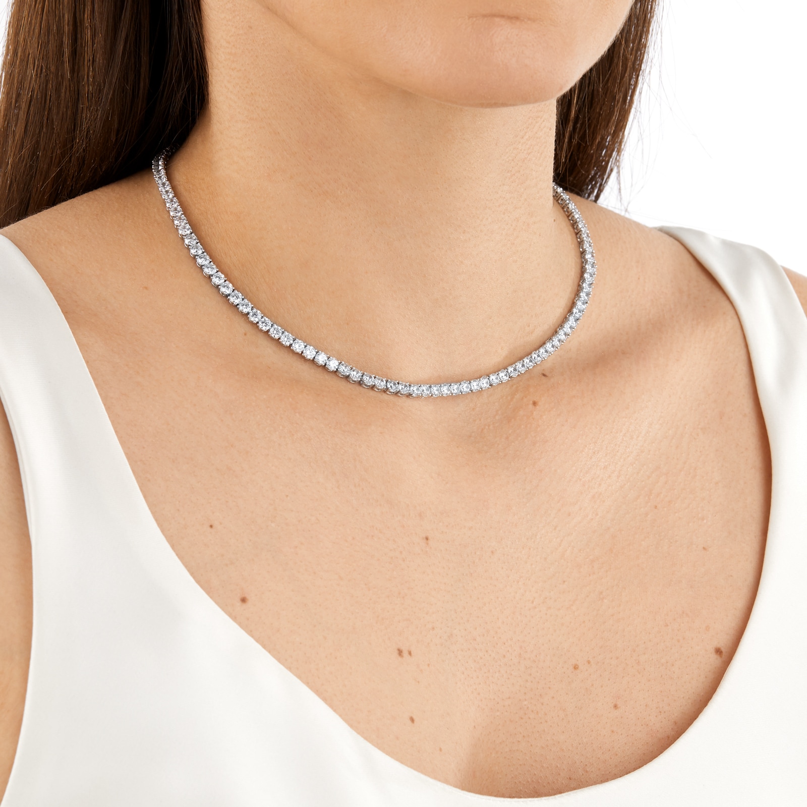 SWAROVSKI Silver Coloured Tennis Necklace