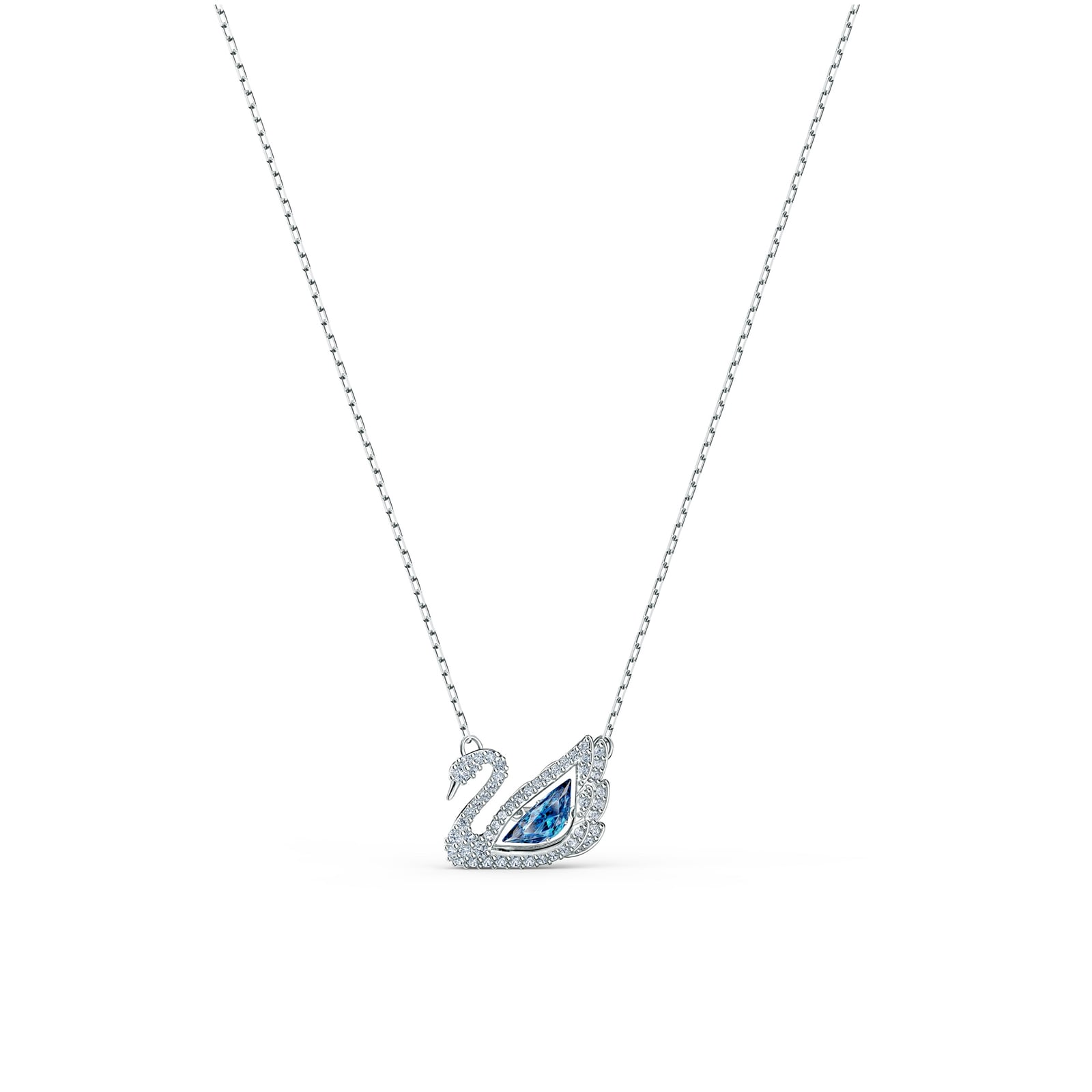 Dancing Swan Blue Rhodium Plated Necklace