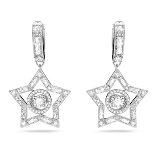 Swarovski Silver Coloured Stella Star Cubic Zirconia Drop Earrings