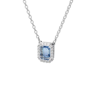 Swarovski Silver Coloured Millenia Octagon Cut Blue Cubic Zirconia Pendant