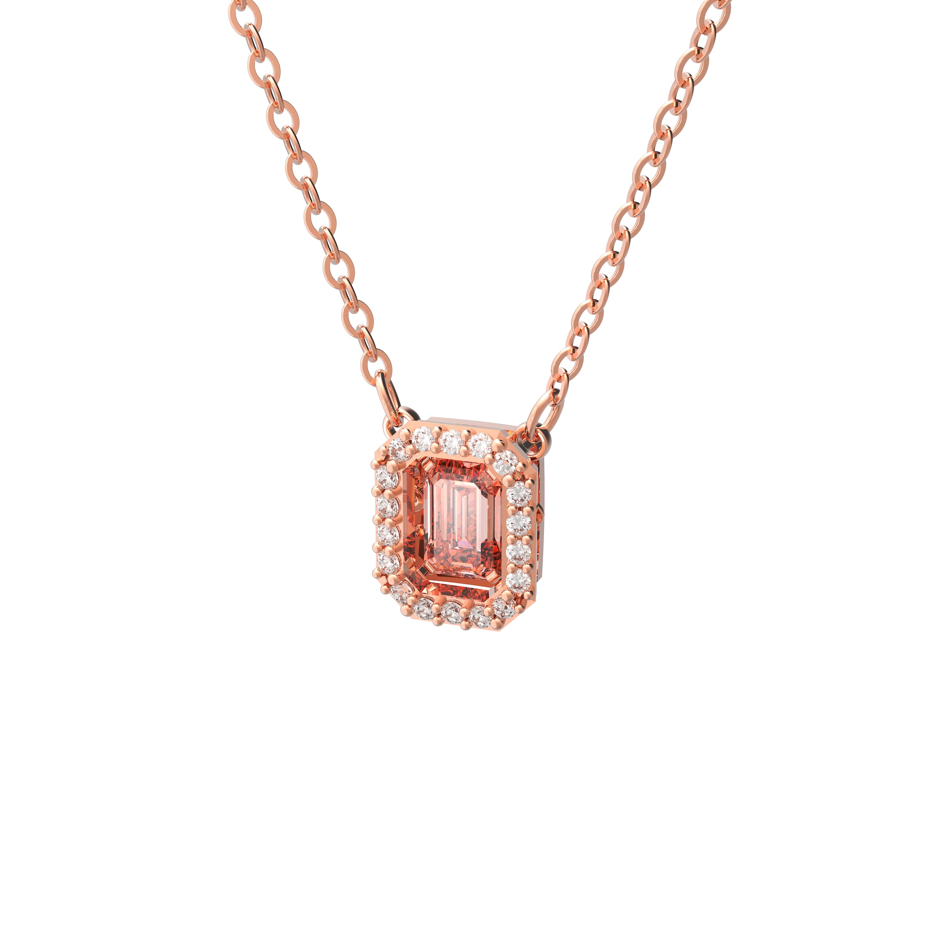 Swarovski Rose Gold Coloured Millenia Octagon Cut Cubic Zirconia Pendant