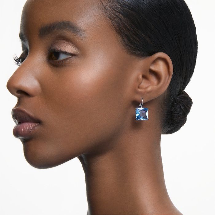 SWAROVSKI Silver Millenia Blue Cubic Zirconia Drop Earrings