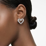 SWAROVSKI Silver Una Cubic Zirconia Heart Swan Stud Earrings