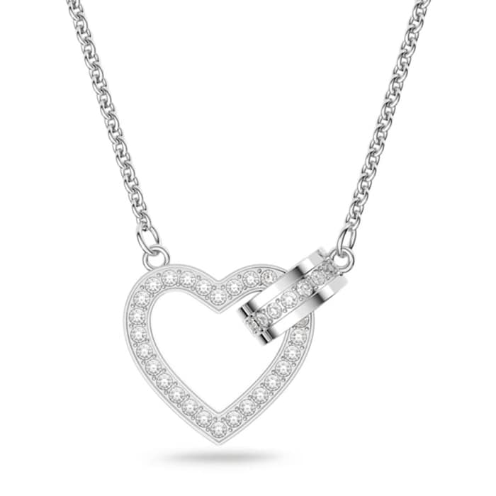 SWAROVSKI Silver Lovely Cubic Zirconia Heart Link Necklace