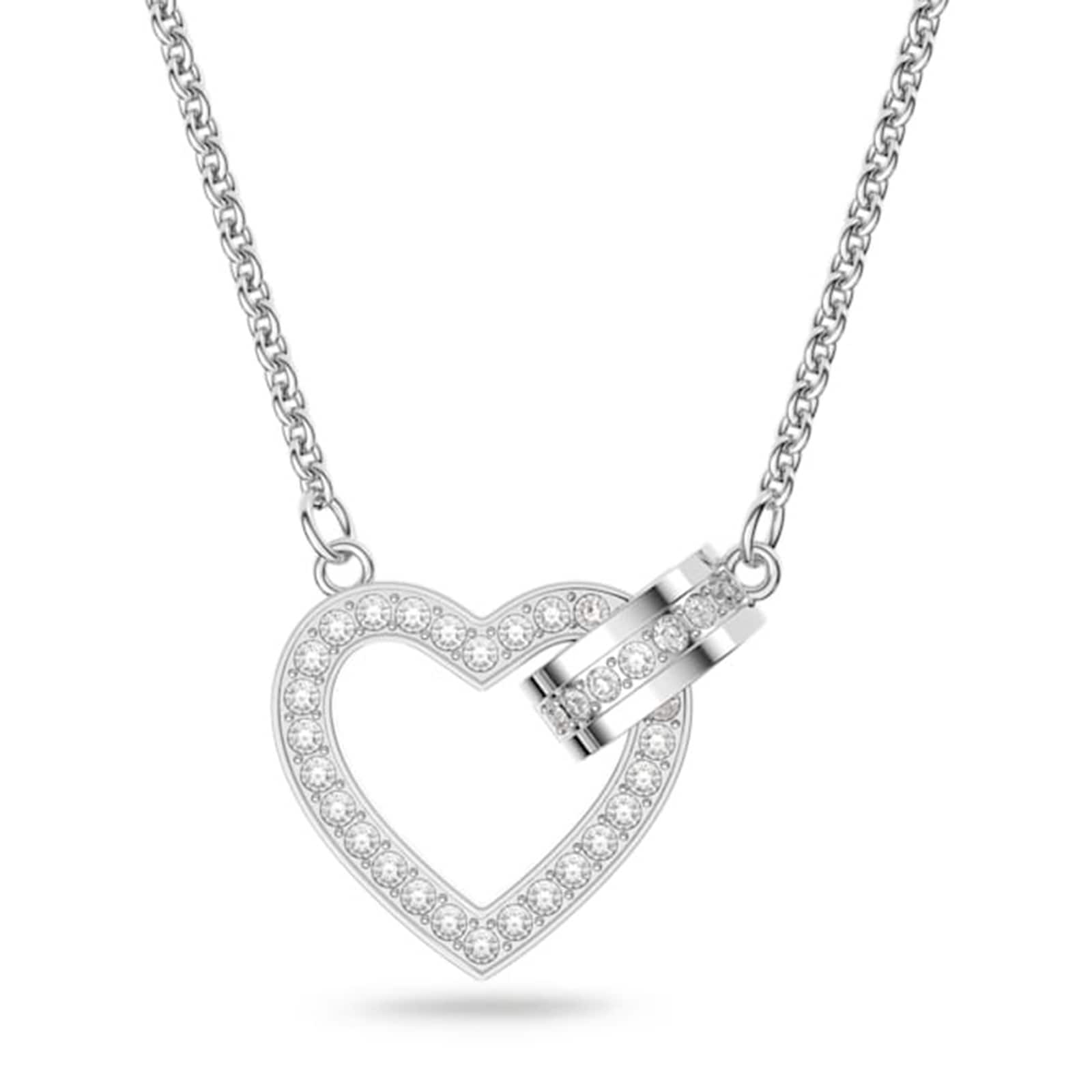 Silver Lovely Cubic Zirconia Heart Link Necklace