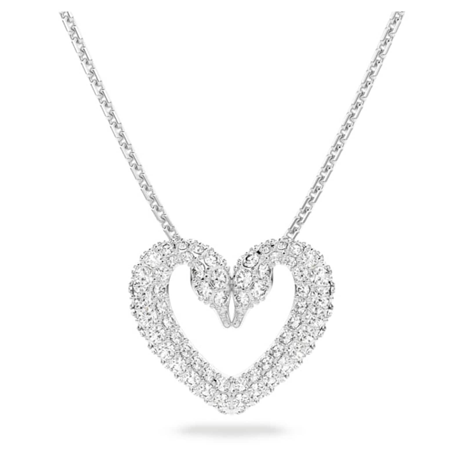 Swarovski Silver Una Cubic Zirconia Heart Swan Pendant