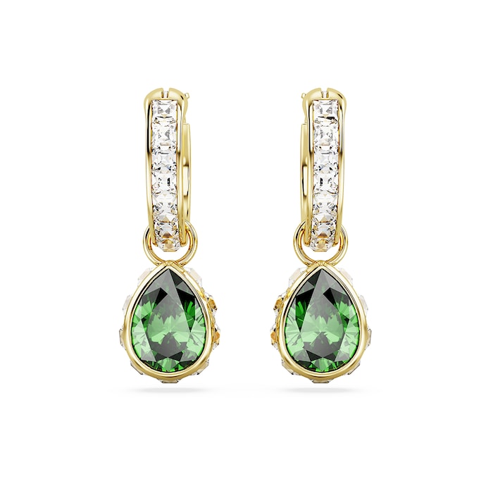 SWAROVSKI Stilla Green Pear Mini Hoop Earrings