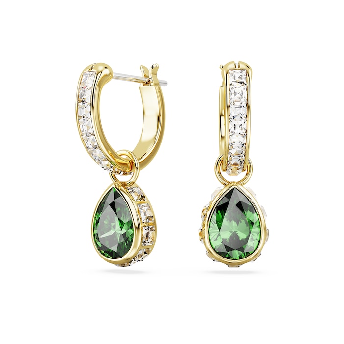 SWAROVSKI Stilla Green Pear Mini Hoop Earrings