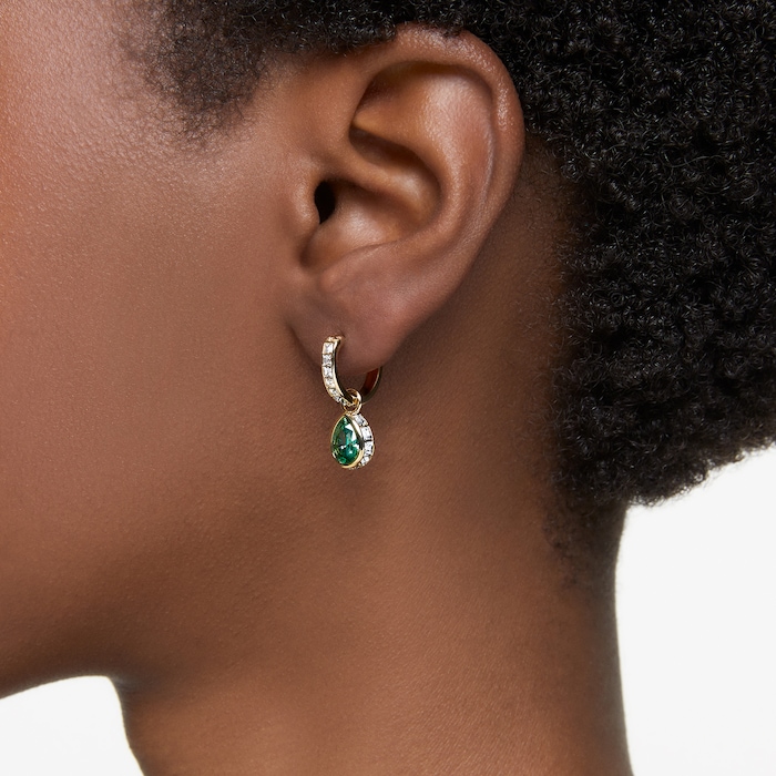 SWAROVSKI Stilla Green Pear Mini Hoop Earrings