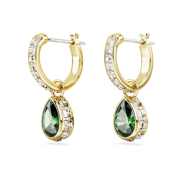 SWAROVSKI Stilla Green Pear Mini Hoop Earrings