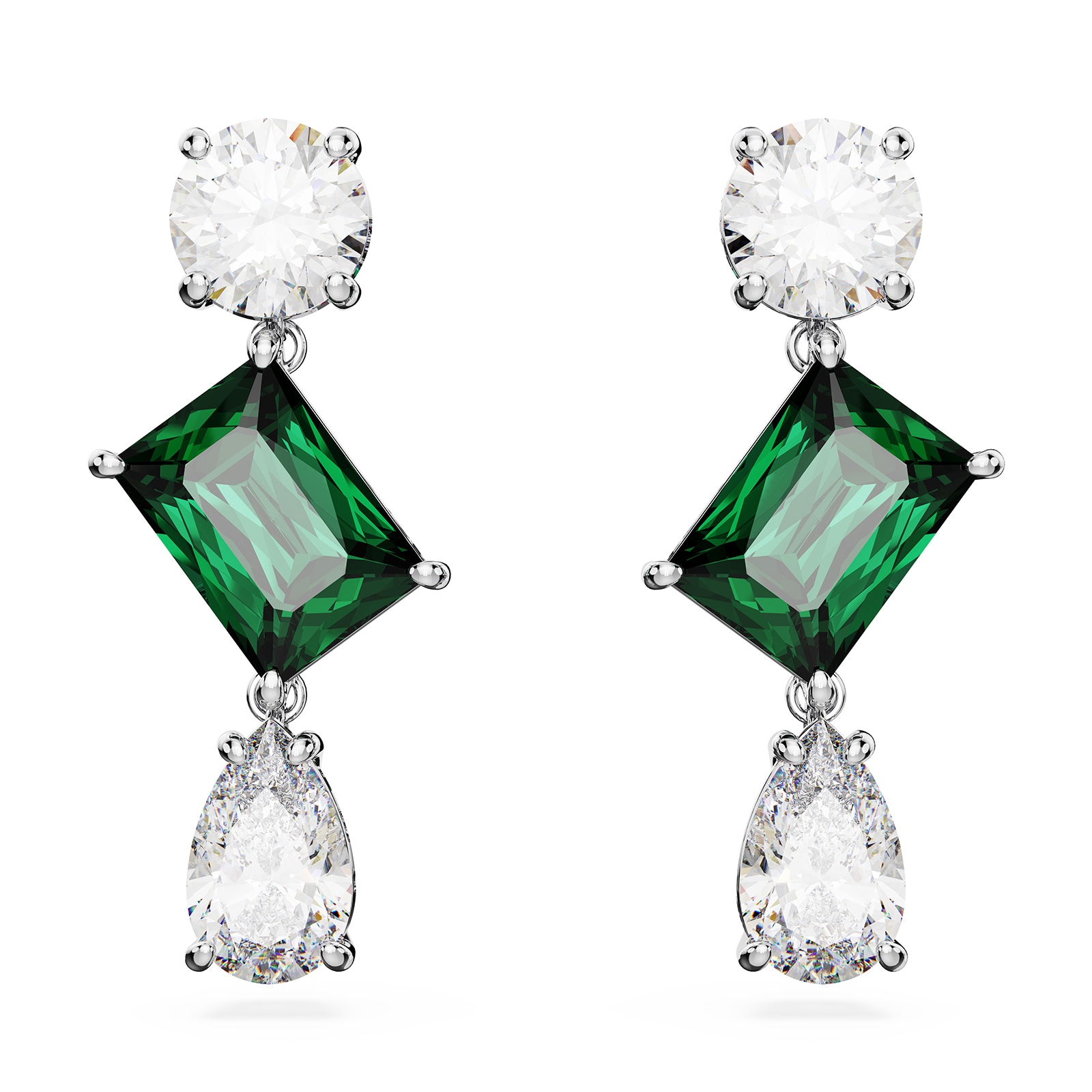 SWAROVSKI Mesmera Green & White Mixed Cut Drop Earrings