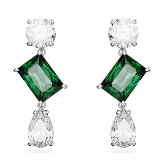 SWAROVSKI Mesmera Green & White Mixed Cut Drop Earrings
