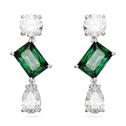 37742272 - Mesmera Green & White Mixed Cut Drop Earrings