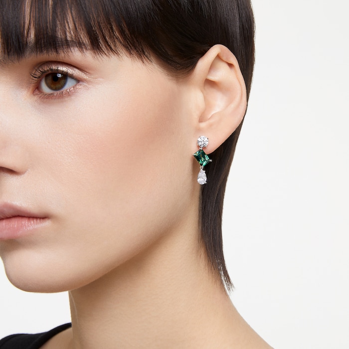 SWAROVSKI Mesmera Green & White Mixed Cut Drop Earrings