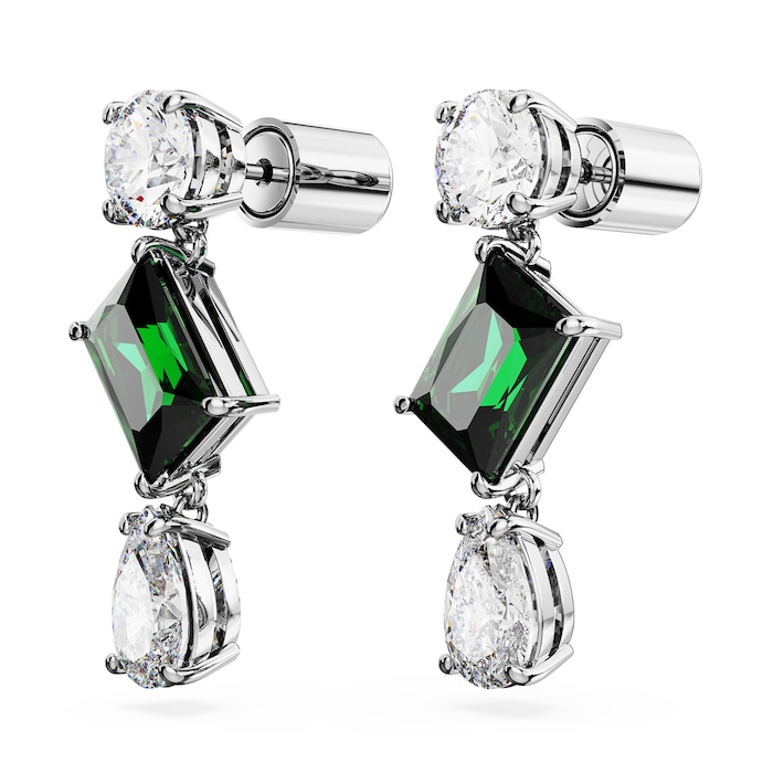 SWAROVSKI Mesmera Green & White Mixed Cut Drop Earrings