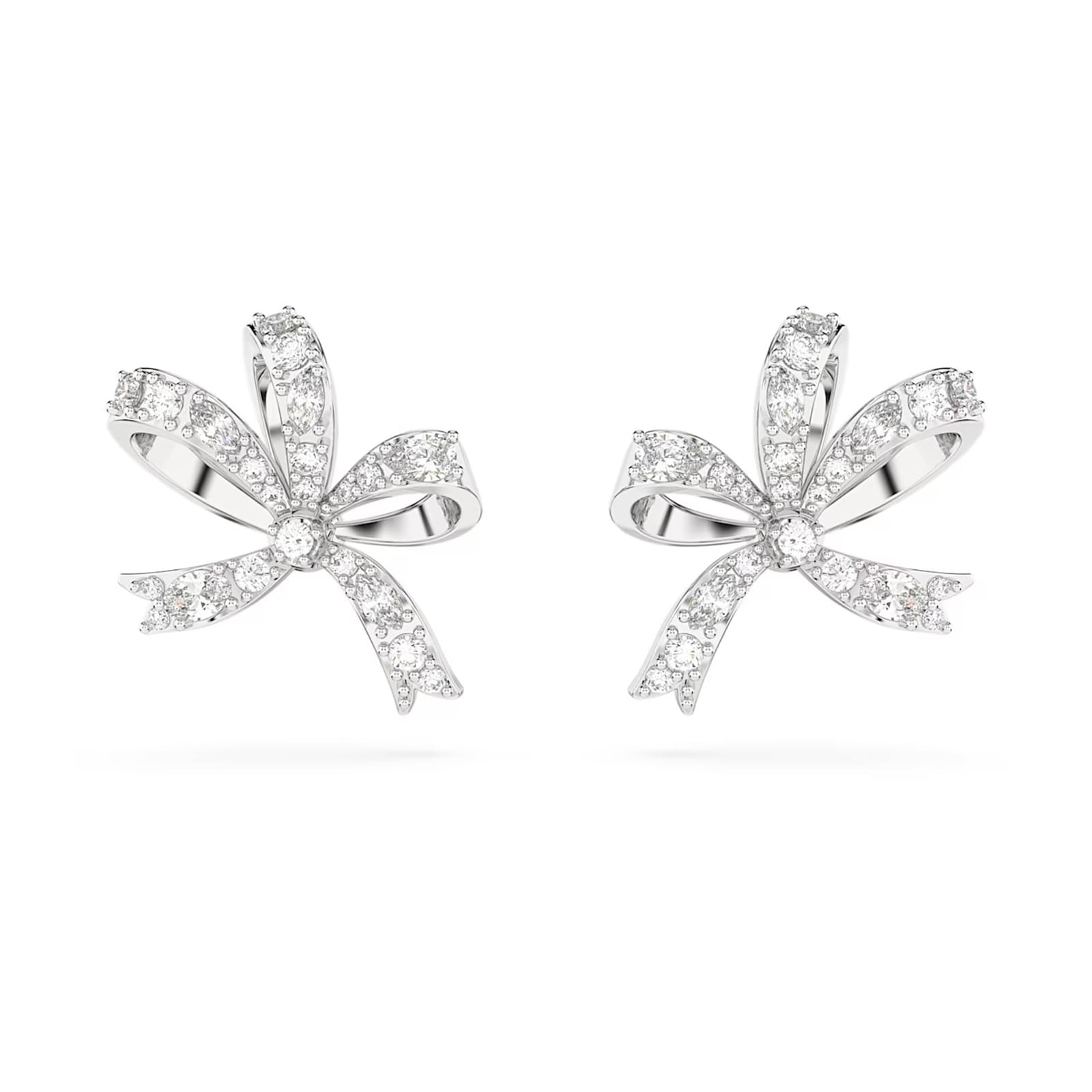 SWAROVSKI Volta Rhodium Plated Small Bow Detail Stud Earrings