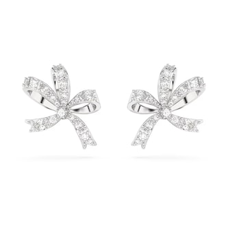 SWAROVSKI Volta Rhodium Plated Small Bow Detail Stud Earrings