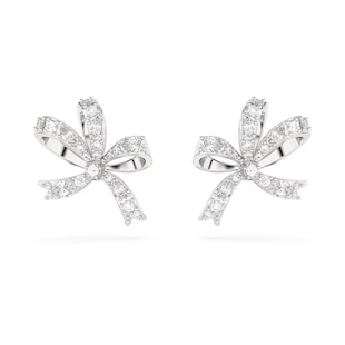 SWAROVSKI Volta Rhodium Plated Small Bow Detail Stud Earrings