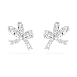 37742310 - Volta Rhodium Plated Small Bow Detail Stud Earrings
