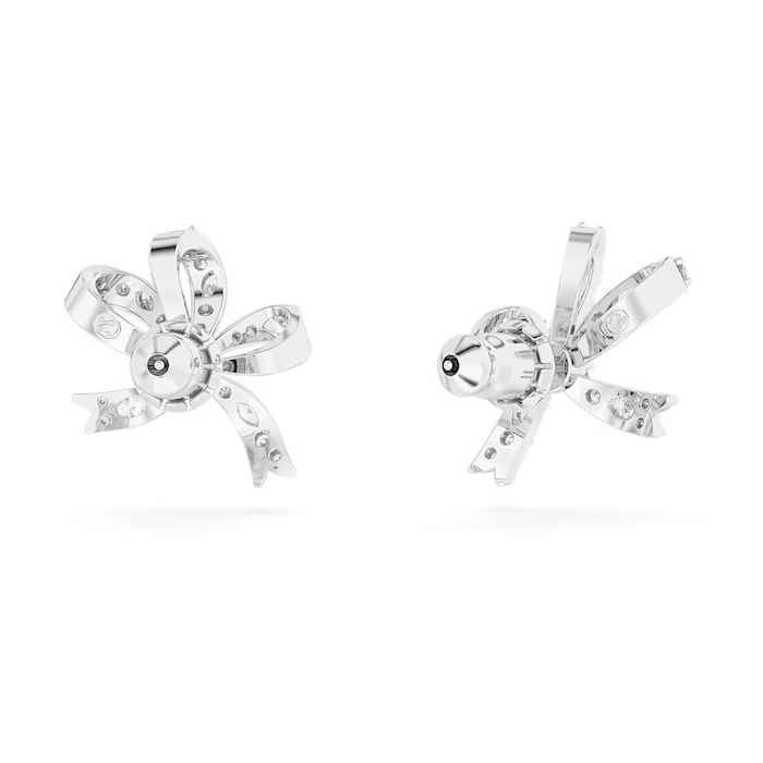 SWAROVSKI Volta Rhodium Plated Small Bow Detail Stud Earrings