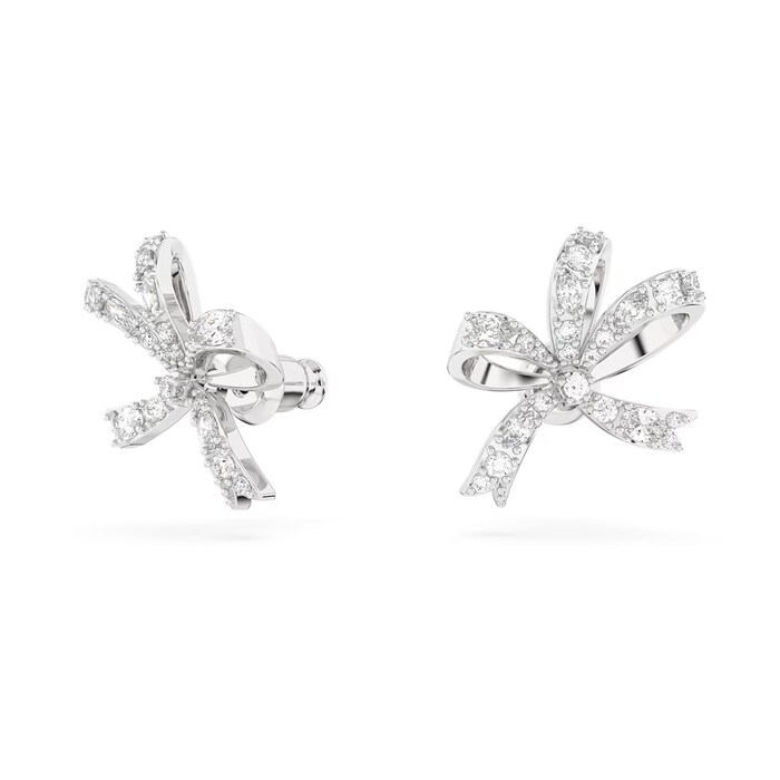 SWAROVSKI Volta Rhodium Plated Small Bow Detail Stud Earrings