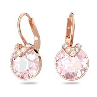 SWAROVSKI Bella Rose Gold Coloured Pink Stone Drop Earrings