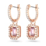 SWAROVSKI Millenia Rose Gold Coloured Pink Octagon Cut Stone Drop Earrings