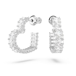37742315 - Matrix Rhodium Plated Heart Shaped Hoop Earrings