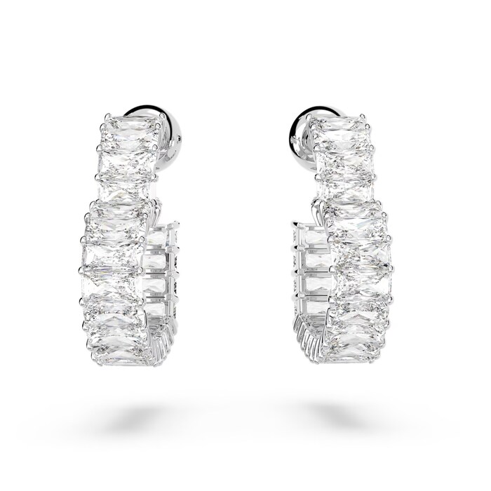 SWAROVSKI Matrix Rhodium Plated Heart Shaped Hoop Earrings