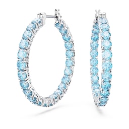 37742317 - Matrix Rhodium Plated Aqua Hoop Earrings