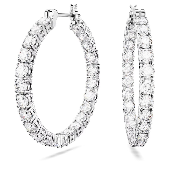 SWAROVSKI Matrix Rhodium Plated Cubic Zirconia Stone Hoop Earrings