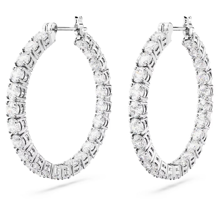 SWAROVSKI Matrix Rhodium Plated Cubic Zirconia Stone Hoop Earrings