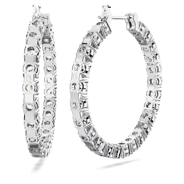 SWAROVSKI Matrix Rhodium Plated Cubic Zirconia Stone Hoop Earrings