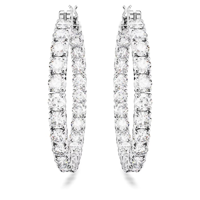 SWAROVSKI Matrix Rhodium Plated Cubic Zirconia Stone Hoop Earrings