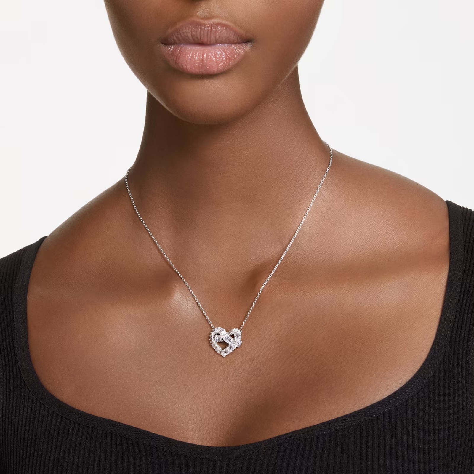SWAROVSKI Matrix Rhodium Plated Woven Heart Necklace