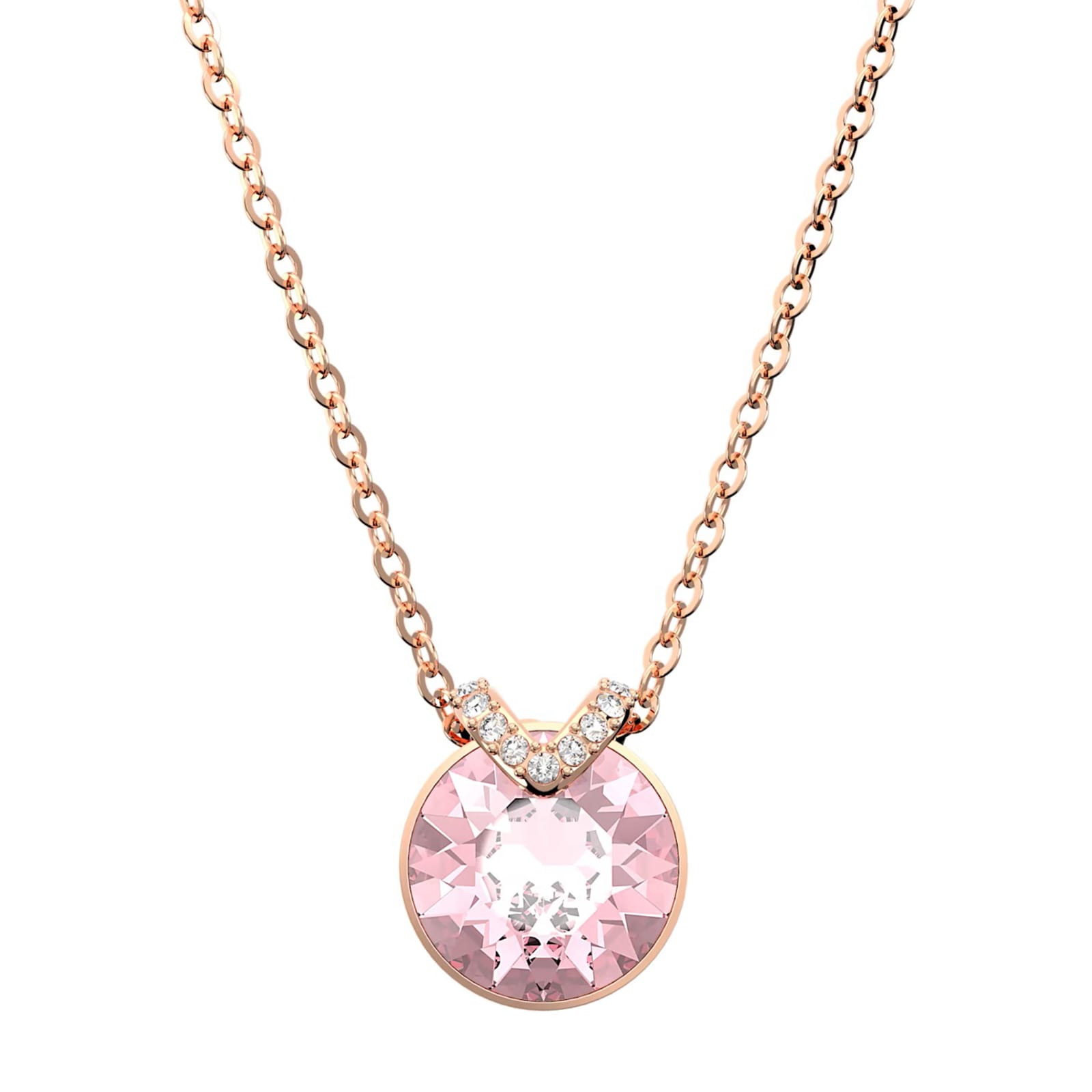 SWAROVSKI Bella Rose Gold Coloured Pink Stone Necklace 5662088 | Goldsmiths