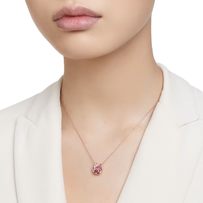 SWAROVSKI Bella Rose Gold Coloured Pink Stone Necklace