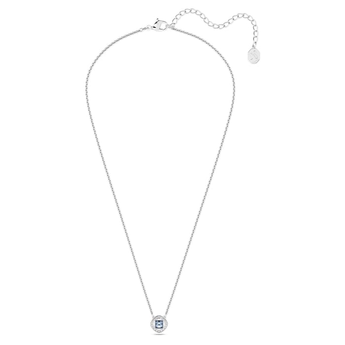 SWAROVSKI Angelic Rhodium Plated Blue Square Cut Stone Necklace