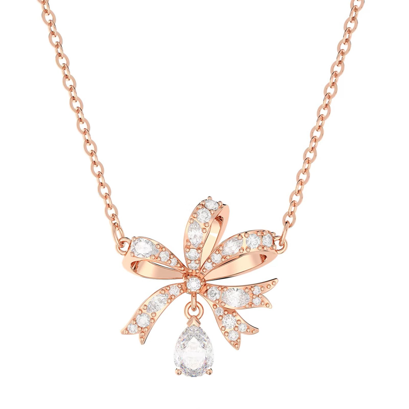 Volta Rose Gold Plated Cubic Zirconia Bow Pendant