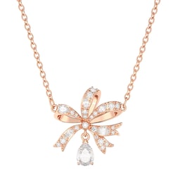 37742325 - Volta Rose Gold Coloured Cubic Zirconia Bow Pendant