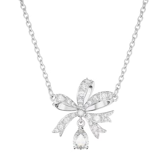 SWAROVSKI Volta Rhodium Plated Cubic Zirconia Bow Pendant