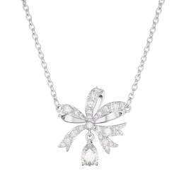 37742327 - Volta Rhodium Plated Cubic Zirconia Bow Pendant
